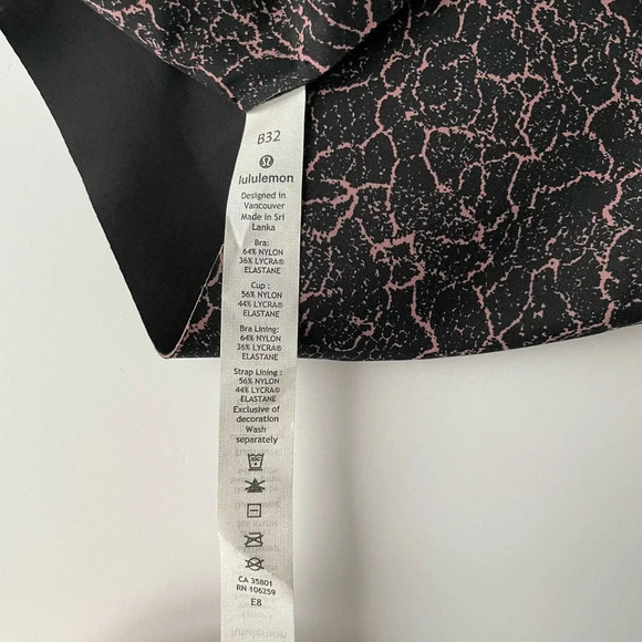 Lululemon Like Nothing Bra Lacescape Spanish Rose Black Wireless Size 32B NEW - Picture 6 of 6